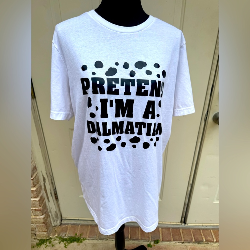 Bella Canvas, White Graphic T-Shirt with Dalmatian Print